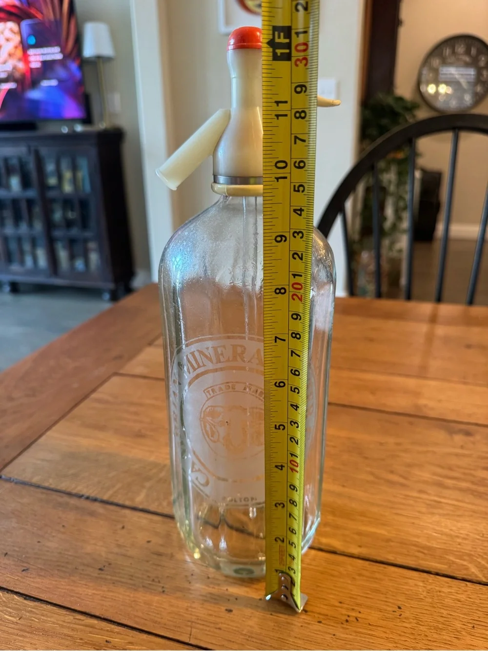 Vintage Cambrian Mineral Water Glass Seltzer Bottle from Bolton England